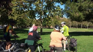 Jean Dresden leads a San Jose park tour with the San Jose Park Foundation's Jim Reber.